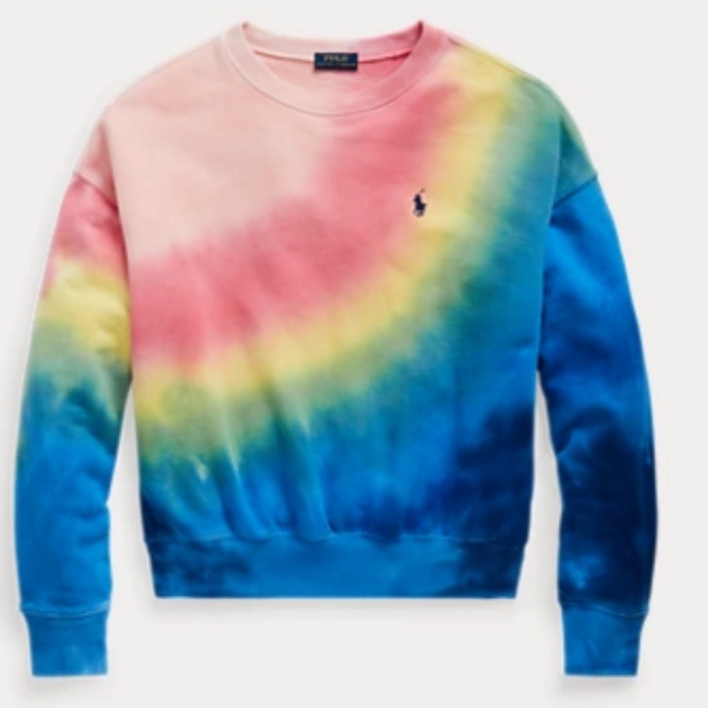 Polo Ralph Lauren Women’s French Terry Sweatshirt Tie Dye Rainbow Pullover